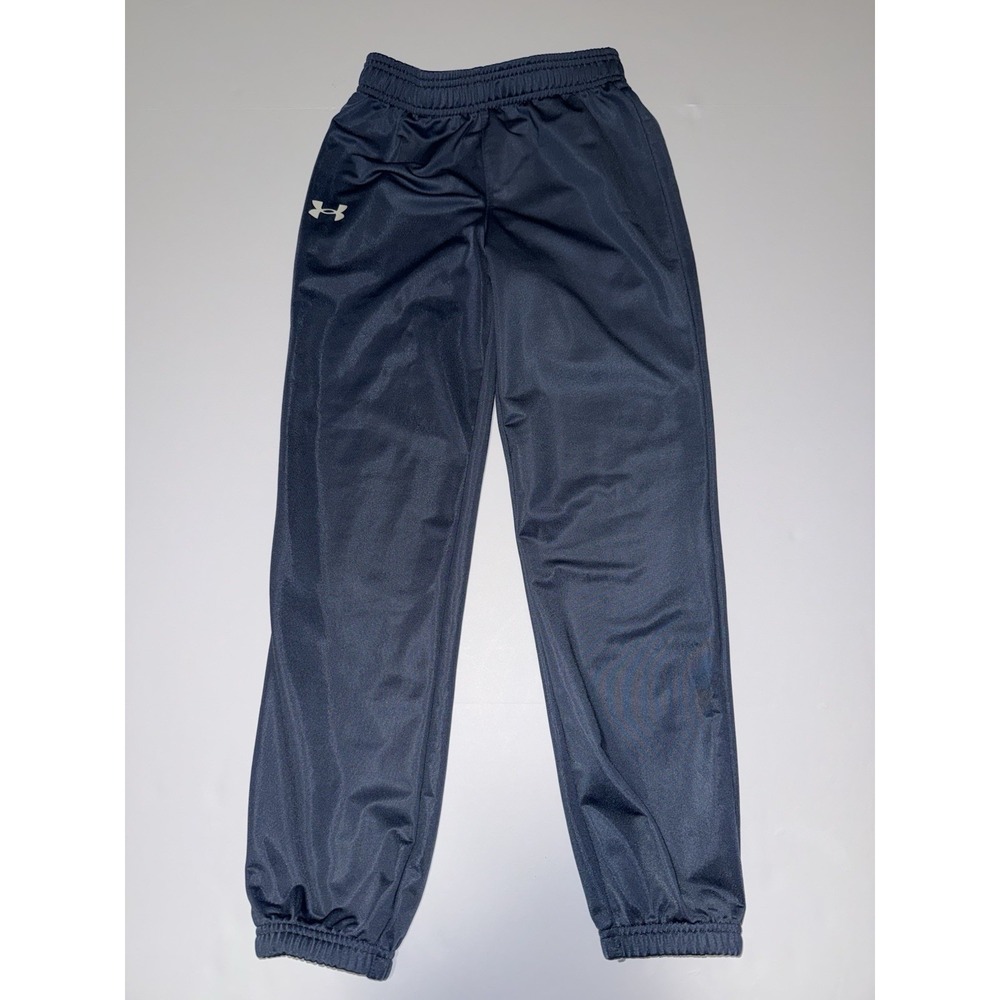 Under Armour Boys Medium Sweatpants Gray Blue Joggers Athletic Logo Kids Pants